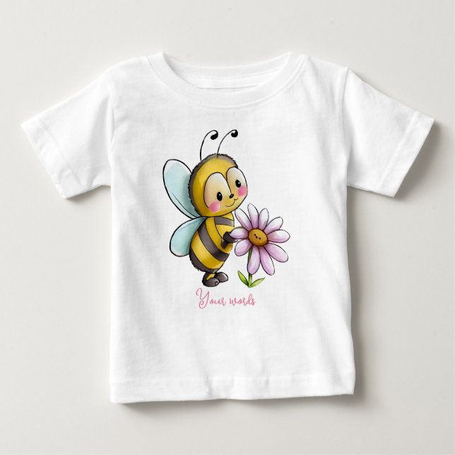 Camiseta Para Bebê Crie Sua Própria Bumble Bee & Daisy Cute (Frente)