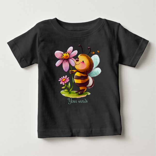 Camiseta Para Bebê Crie Sua Própria Bumble Bee & Happy Daisy (Frente)
