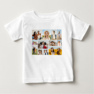 Camiseta Para Bebê Crie Sua Própria Colagem de 12 Fotos