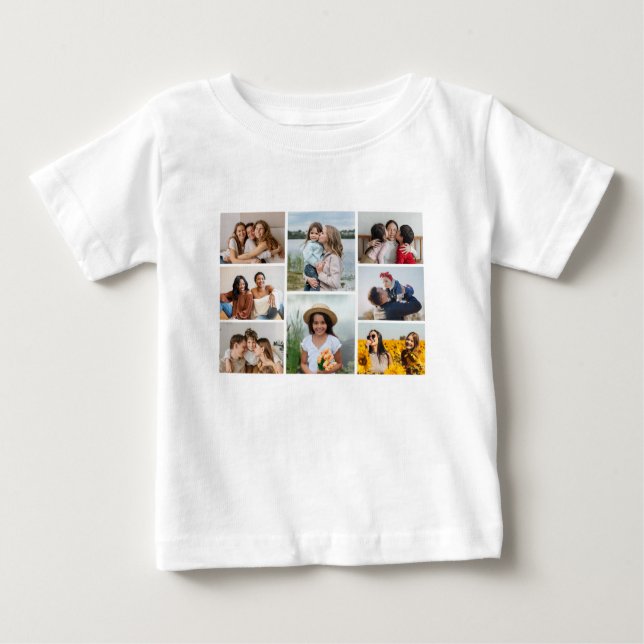 Camiseta Para Bebê Crie sua própria colagem de 8 fotos (Frente)