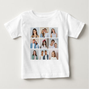 Camiseta Para Bebê Crie Sua Própria Colagem de 9 Fotos