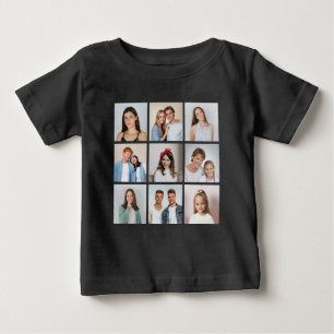 Camiseta Para Bebê Crie Sua Própria Colagem de 9 Fotos