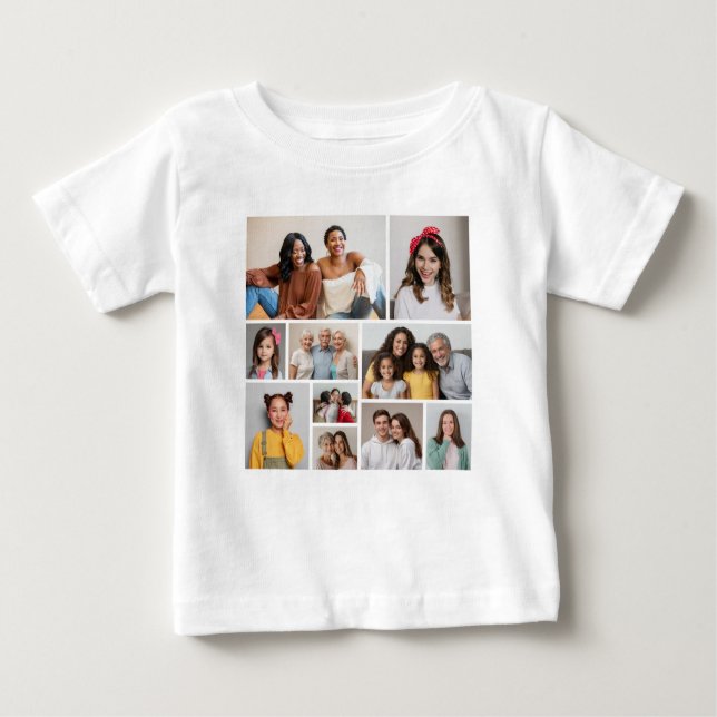 Camiseta Para Bebê Crie sua própria colagem de fotos (Frente)