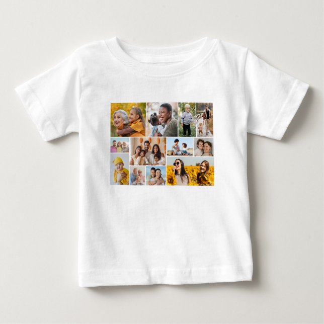 Camiseta Para Bebê Crie Sua Própria Colagem De Fotos 12 (Frente)
