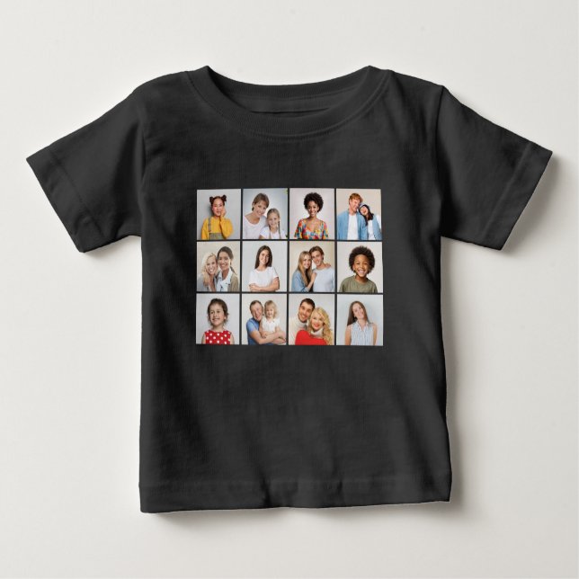 Camiseta Para Bebê Crie Sua Própria Colagem De Fotos 12 (Frente)