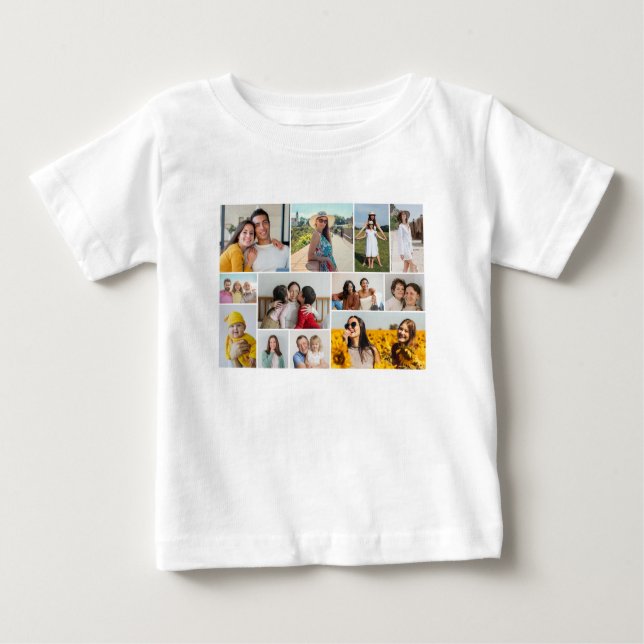 Camiseta Para Bebê Crie Sua Própria Colagem De Fotos 12 (Frente)