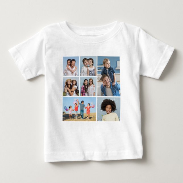 Camiseta Para Bebê Crie sua própria colagem de fotos 7 (Frente)