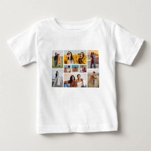 Camiseta Para Bebê Crie sua própria colagem de fotos de 9 (Frente)