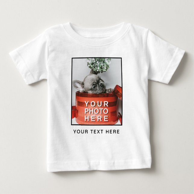 Camiseta Para Bebê Crie sua própria foto e texto personalizado (Frente)