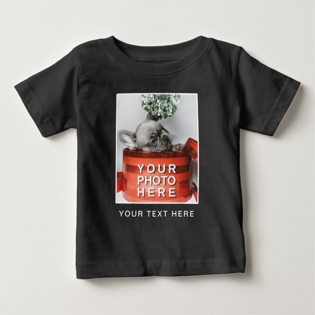 Camiseta Para Bebê Crie sua própria foto e texto personalizado (Frente)