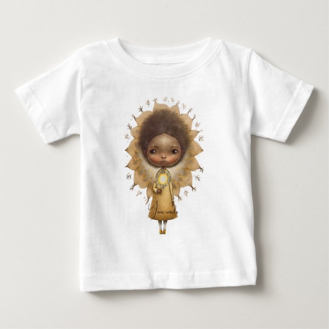 Camiseta Para Bebê Crie Sua Própria Menina do Girassol Fofa (Frente)
