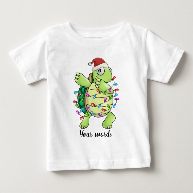Camiseta Para Bebê Crie Sua Própria Tartaruga De Natal (Frente)