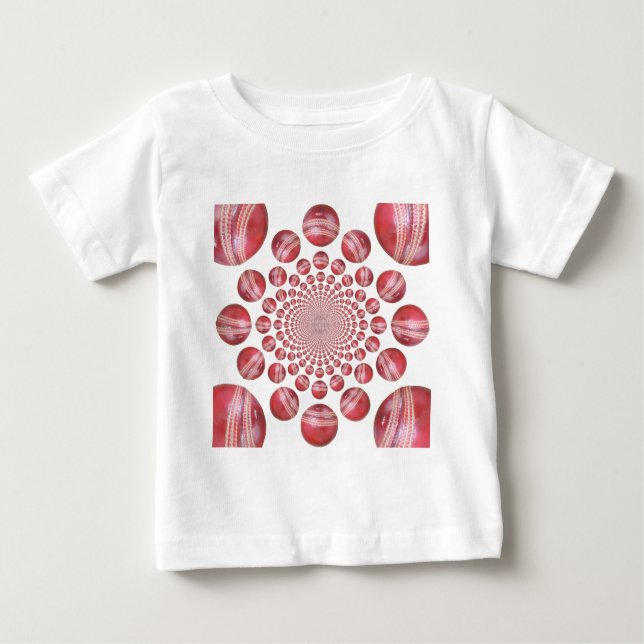 Camiseta Para Bebê Crimson Vortex: Linda Bola de Críquete Vermelho (Frente)