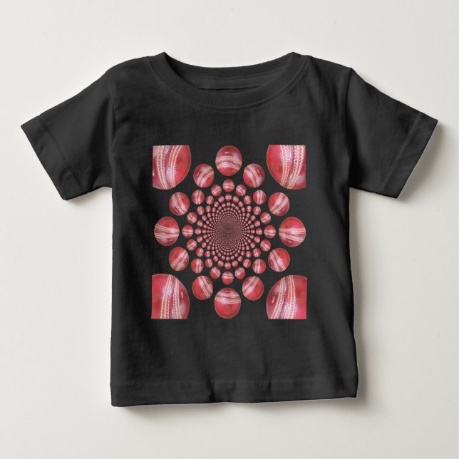 Camiseta Para Bebê Crimson Vortex: Linda Bola de Críquete Vermelho (Frente)