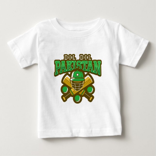 Camiseta Para Bebê Críquete do Paquistão (Frente)