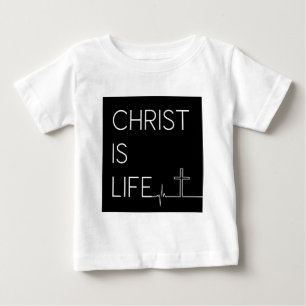 Camiseta Para Bebê Cristo é a linha de pulsação da vida e cruz