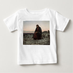 Camiseta Para Bebê Cristo na Natureza Selvagem (por Ivan Kramskoi)