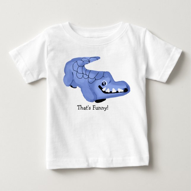 Camiseta Para Bebê Crocodilo Azul (Frente)