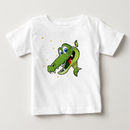 Camiseta Para Bebê Crocodilo Cartoon Verde Fofo