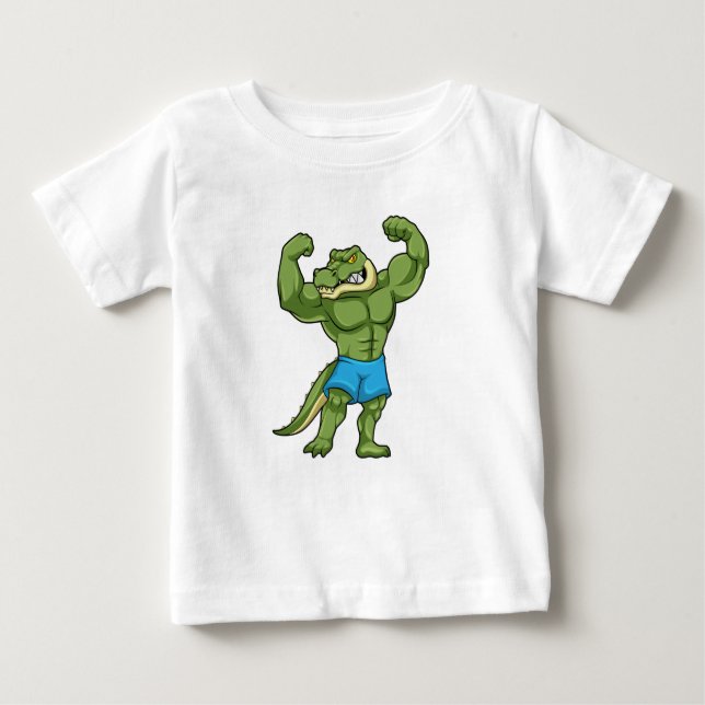 Camiseta Para Bebê Crocodilo como Bodybuilder extreme (Frente)