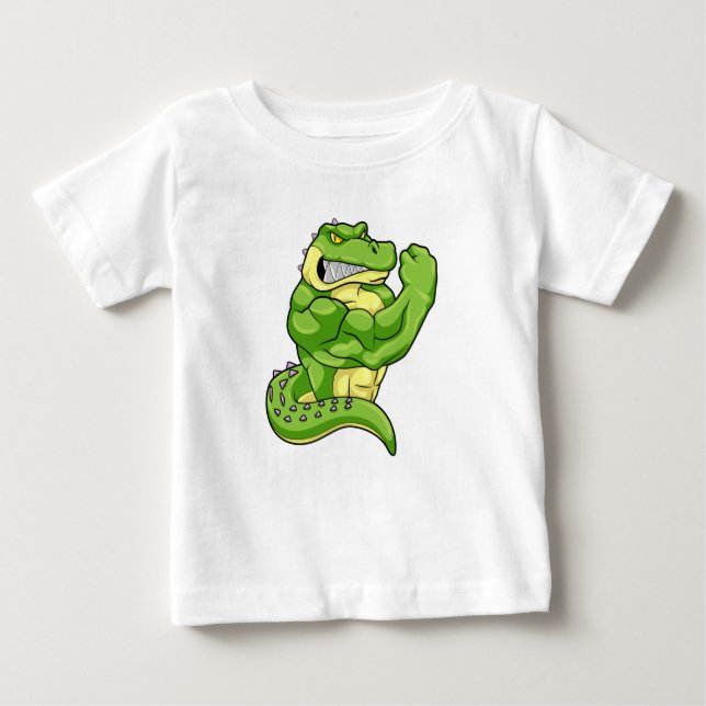 Camiseta Para Bebê Crocodilo como Criador de Porcos e Músculos Grande (Frente)