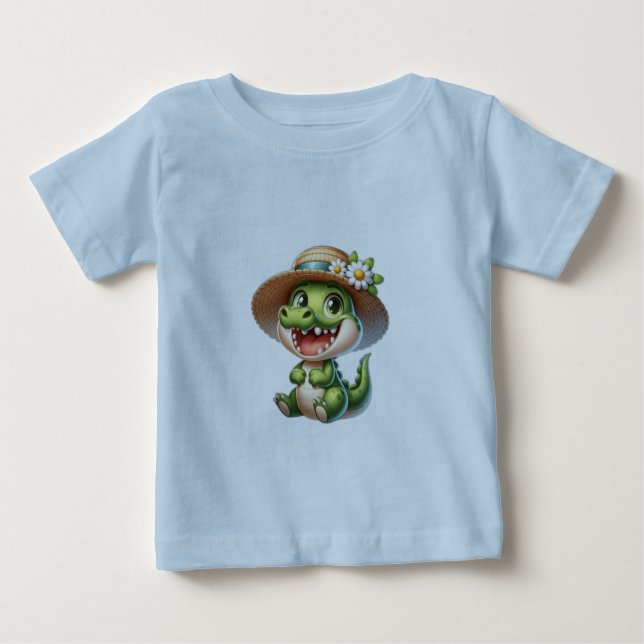 Camiseta Para Bebê Crocodilo de Bebê Cento (Frente)