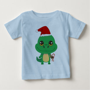 Camiseta Para Bebê Crocodilo de Natal bonito