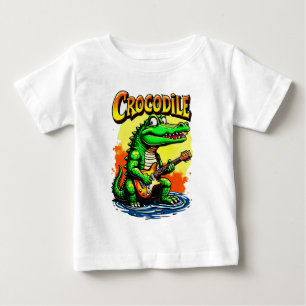 Camiseta Para Bebê Crocodilo Divertido T-Shirt: Gráfico de Violão