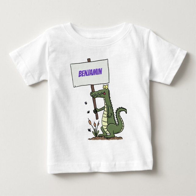 Camiseta Para Bebê Crocodilo engraçado, alinhador com cartoon (Frente)