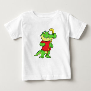 Camiseta Para Bebê Crocodilo no hóquei em campo com Stick