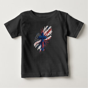 Camiseta Para Bebê "Cruz Patriótica - Celebrar com Orgulho e Tradição