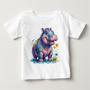 Camiseta Para Bebê Cubo de hipopótamo