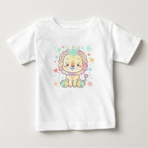 Camiseta Para Bebê Cubo de Leão de Cartoon Bonito com Camisa-T de Beb