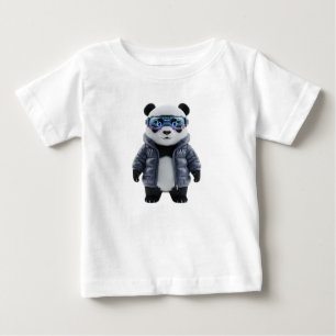 Camiseta Para Bebê Cubo de Panda Cyberpunk em Neon Tóquio