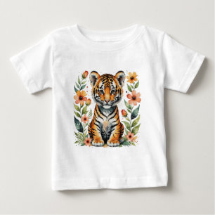 Camiseta Para Bebê Cubo de tigre