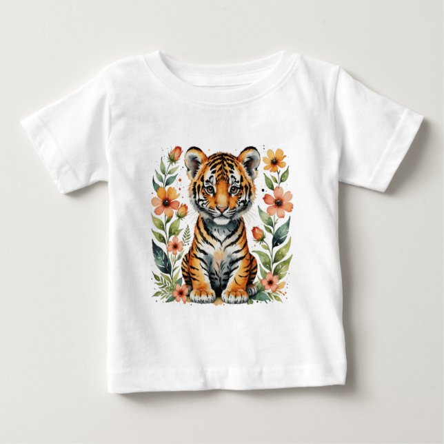 Camiseta Para Bebê Cubo de tigre (Frente)
