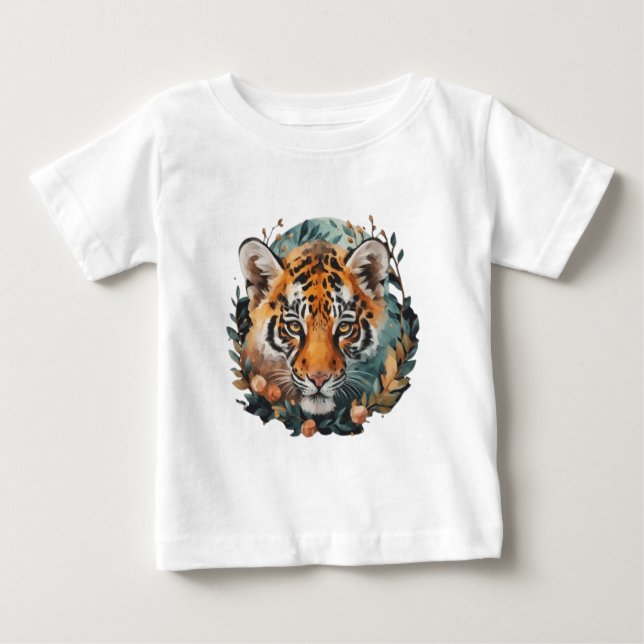 Camiseta Para Bebê Cubo de tigre (Frente)