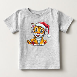 Camiseta Para Bebê Cubo de Tigre de Cartoon Adorável Vestindo um Chap