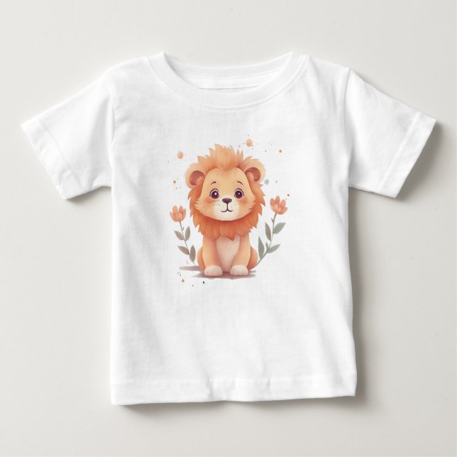 Camiseta Para Bebê Cubo Leão de Bebê Cód. Água (Frente)