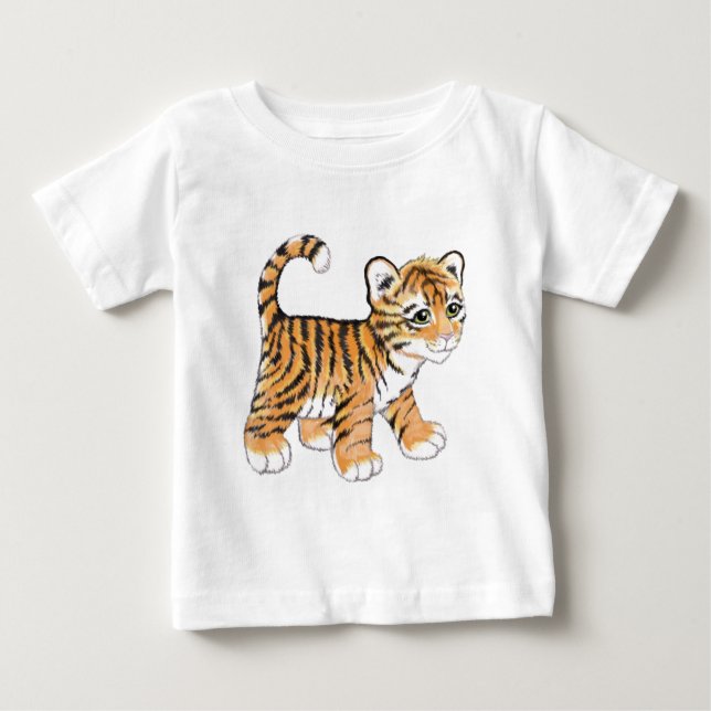 Camiseta Para Bebê Cubo Tigre (Frente)