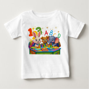 Camiseta Para Bebê Cuecas do jardim de infância - ABC Animal Friendle