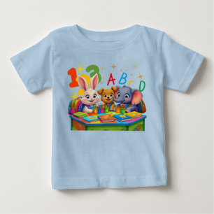 Camiseta Para Bebê Cuecas do jardim de infância - ABC Animal Friendle