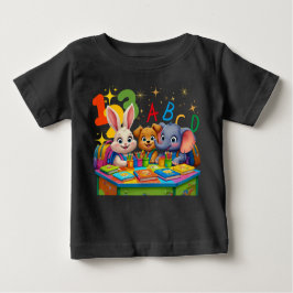Camiseta Para Bebê Cuecas do jardim de infância - Amigos Animais ABC