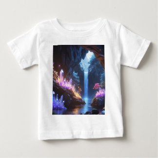 Camiseta Para Bebê Cueva de cristal con cascada mágica