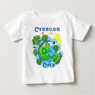 Camiseta Para Bebê Cuidado da Criação A Terra com todas as criaturas