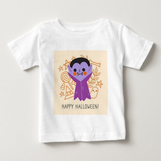 Camiseta Para Bebê Cujo Vampiro Drácula Halloween (Frente)