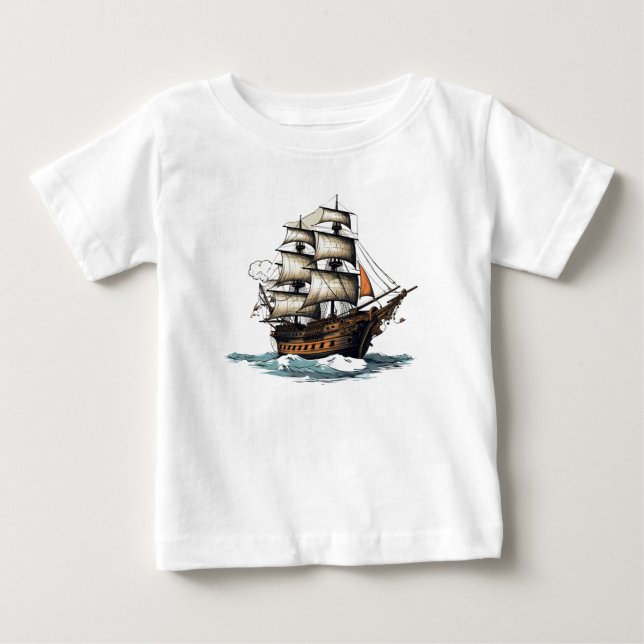 Camiseta Para Bebê Cumprimentos! 8º Aniversário do Navio Pirata (Frente)