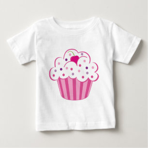 Camiseta Para Bebê Cupcake cor-de-rosa