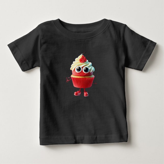 Camiseta Para Bebê Cupcake Cutie: Doce e Sorriso (Frente)