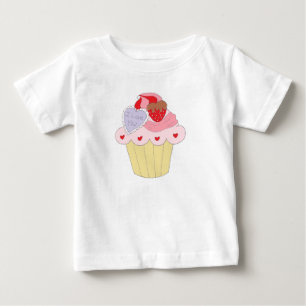 Camiseta Para Bebê Cupcake de Amor Bonito